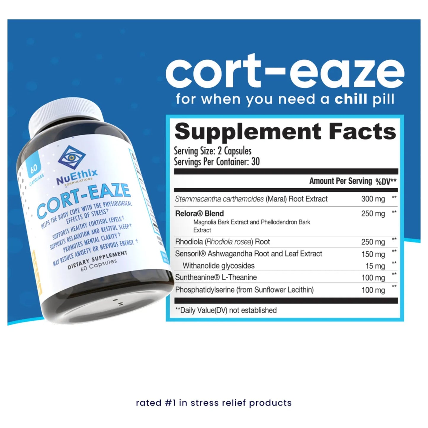 Cort Eaze Control Suplemento Para Relajación Y Sueño 60 Cápsulas