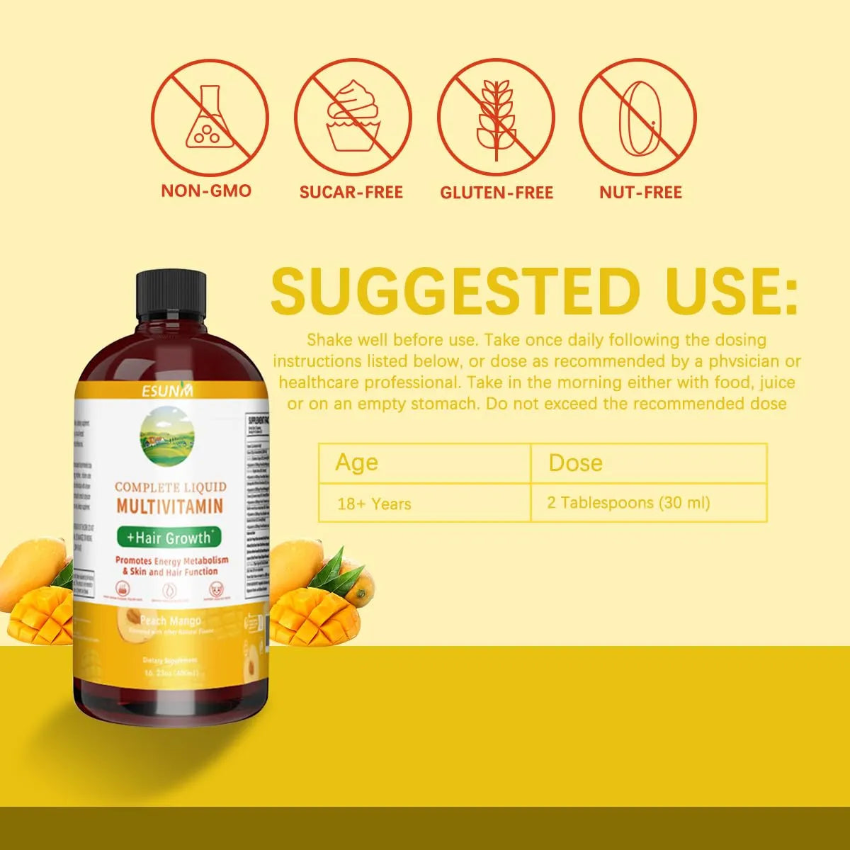 Multivitaminico Liquido Completo Crecimiento Cabello Piel Radiante Energia
