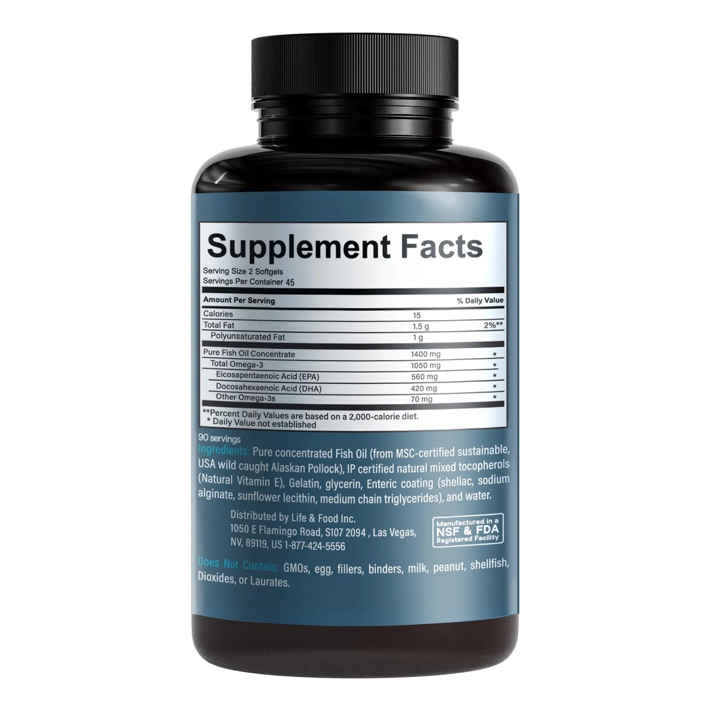 Aceite De Pescado Omega 3 Supreme 1400 Mg Certificado Msc Sin Eructos