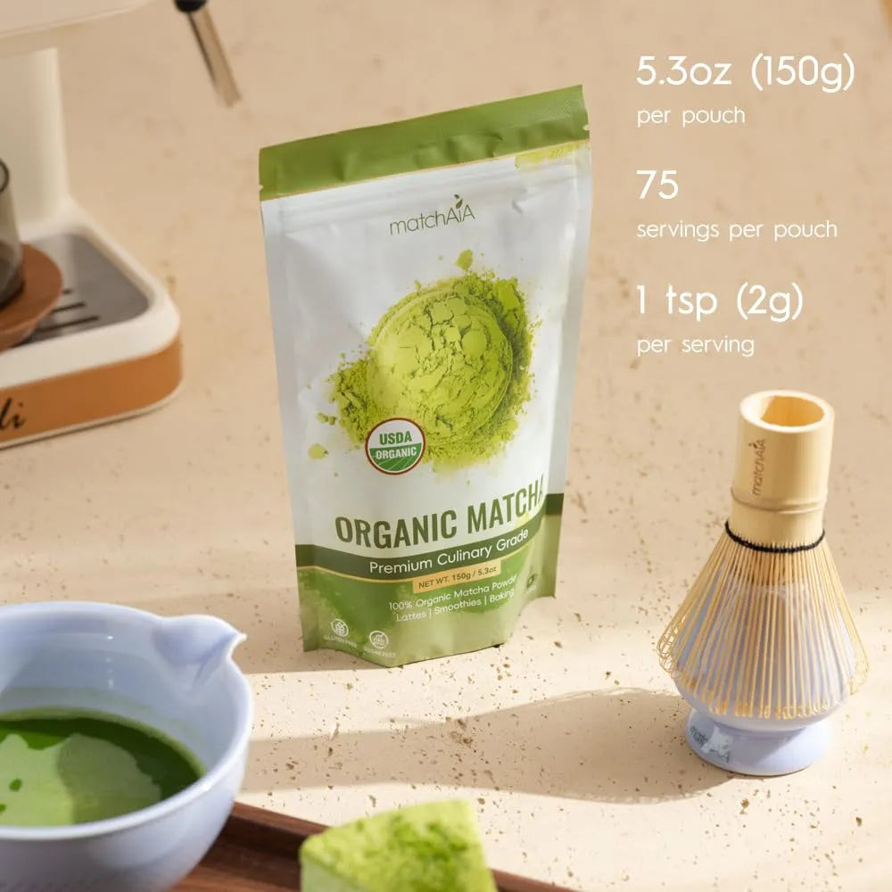 Matcha Orgánico Premium Grado Culinario 150g Té Verde Puro USDA