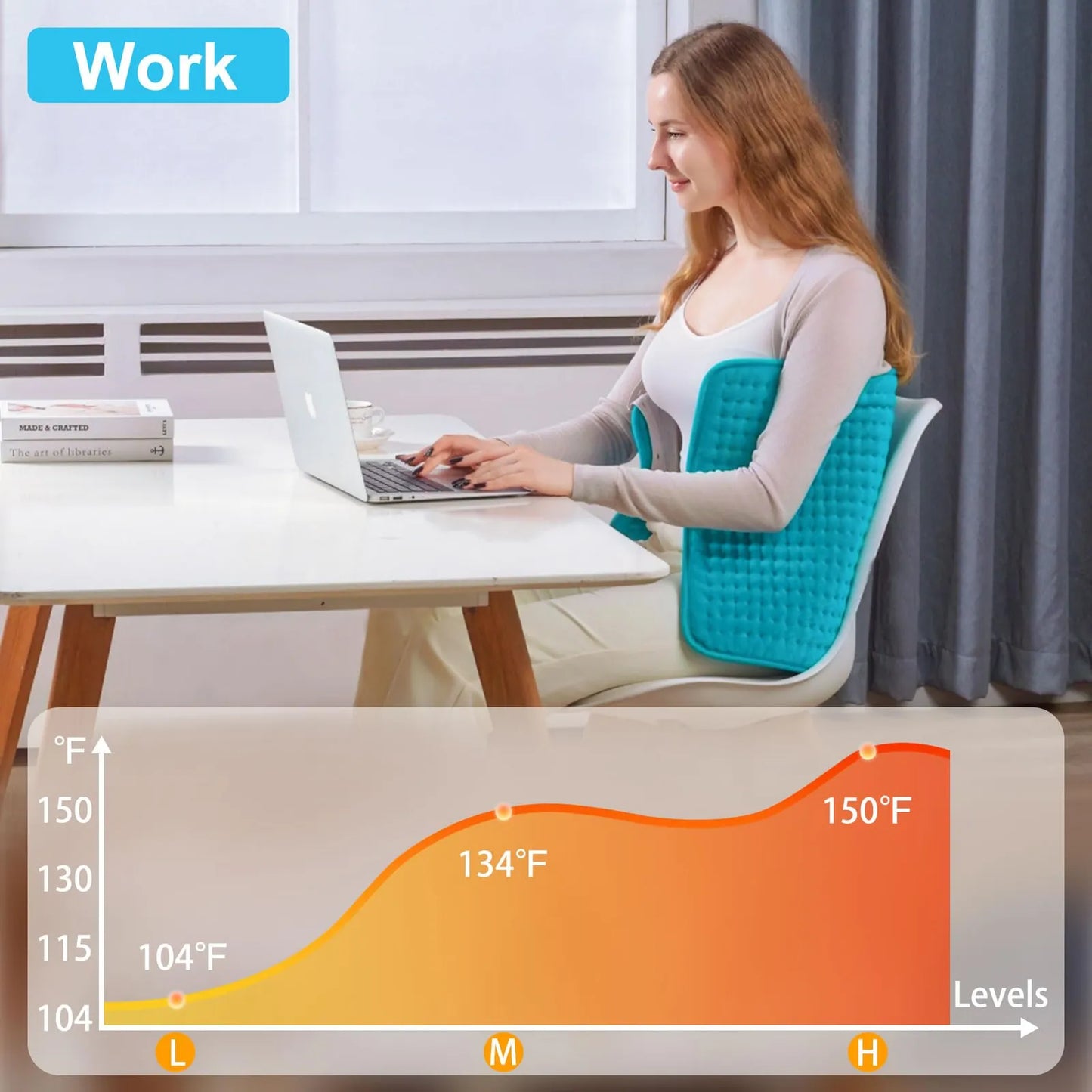 Almohadilla Termica Electrica Extra Grande Para Aliviar Dolor De Espalda Y Menstrual 3 Niveles De Calor