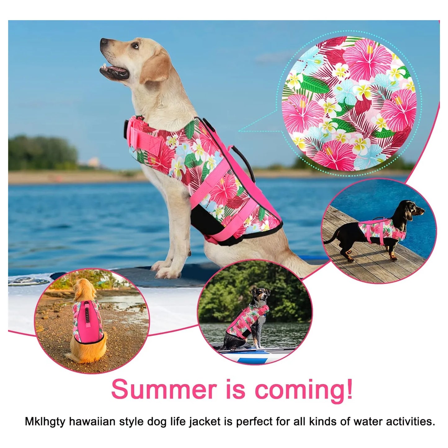 Chaleco Salvavidas Perros Ripstop Reflectante Ajustable Seguridad Estilo Hawaiano