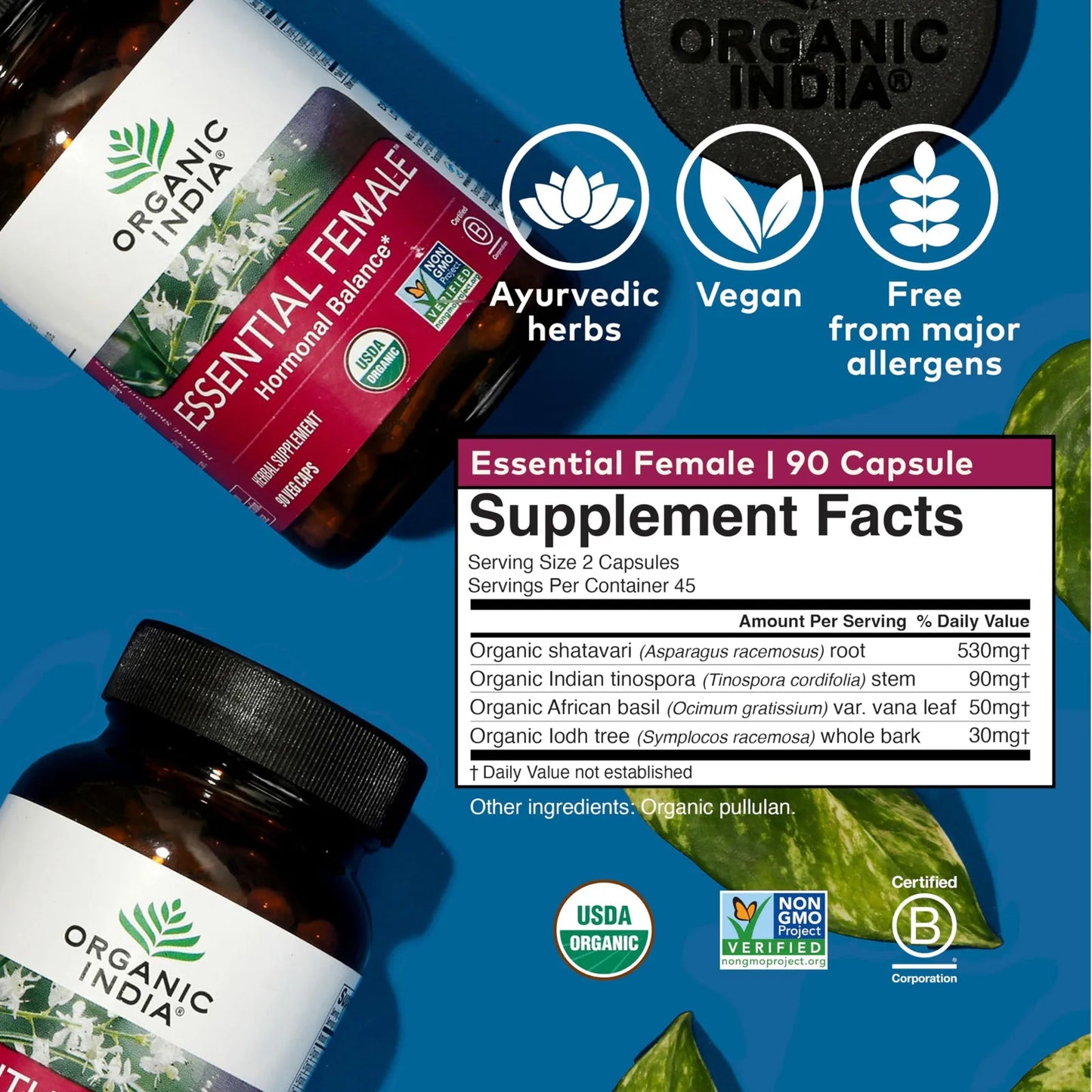 Capsulas Organicas Equilibrio Hormonal Femenino Salud Reproductiva Ayurvedico Certificado USDA