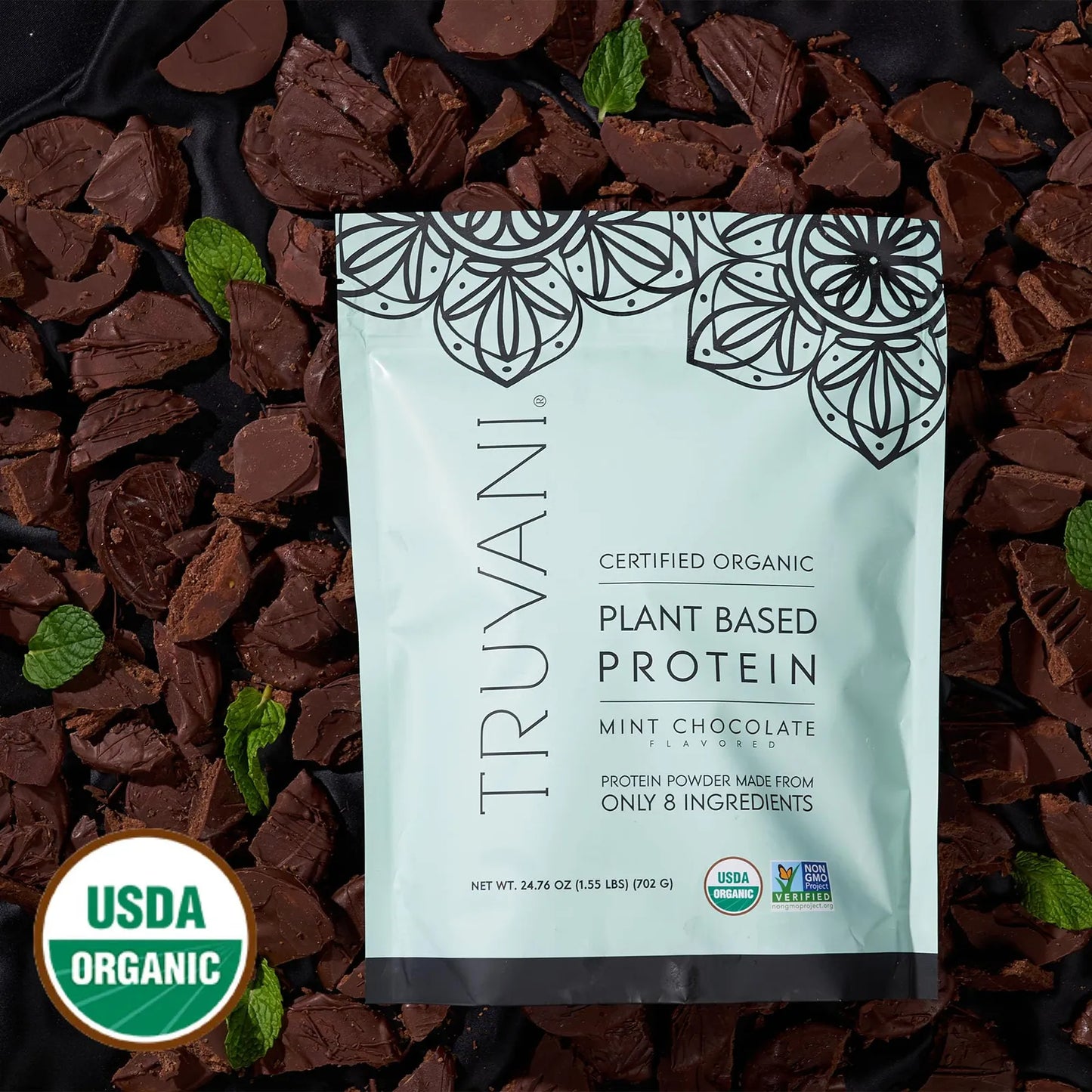 Proteína Vegana De Guisante Chocolate Menta 20 Porciones Orgánica Sin Gluten