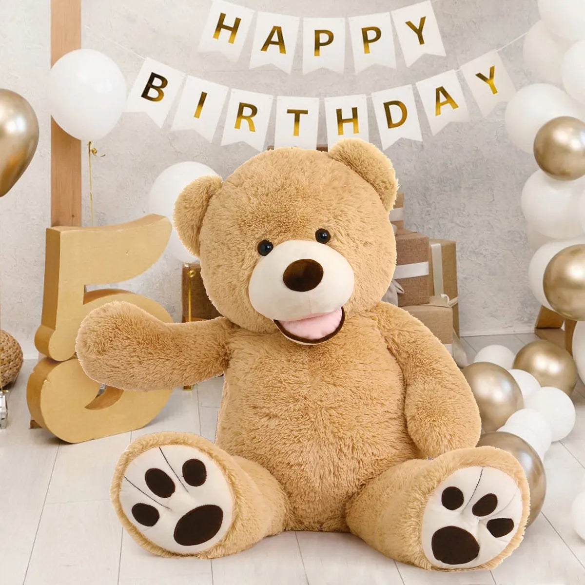 Oso De Peluche Gigante Con Luces Morismos Acompaña Juegos Y Sueños