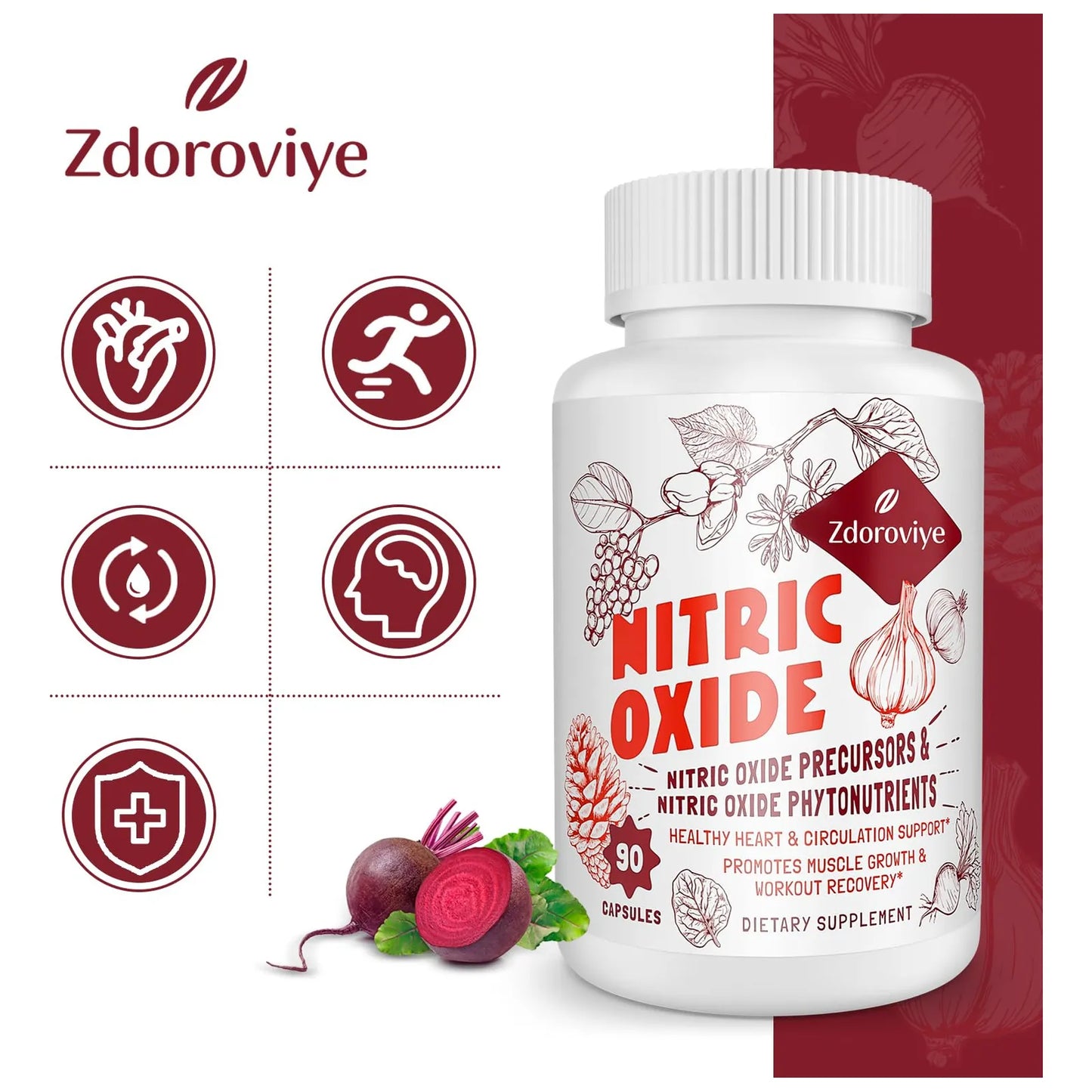 Suplemento De Óxido Nítrico 13 En 1 2255 Mg Para Corazón Y Energía 90 Cápsulas