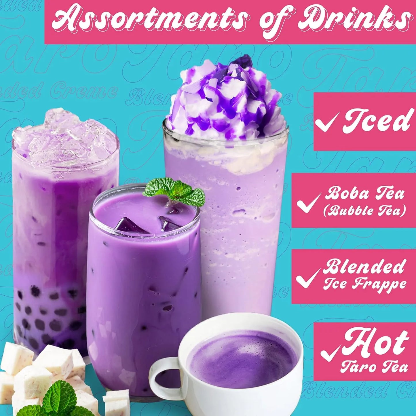 Polvo De Taro Para Té De Burbujas 1361 Gramos 45 Porciones Sabores Auténticos