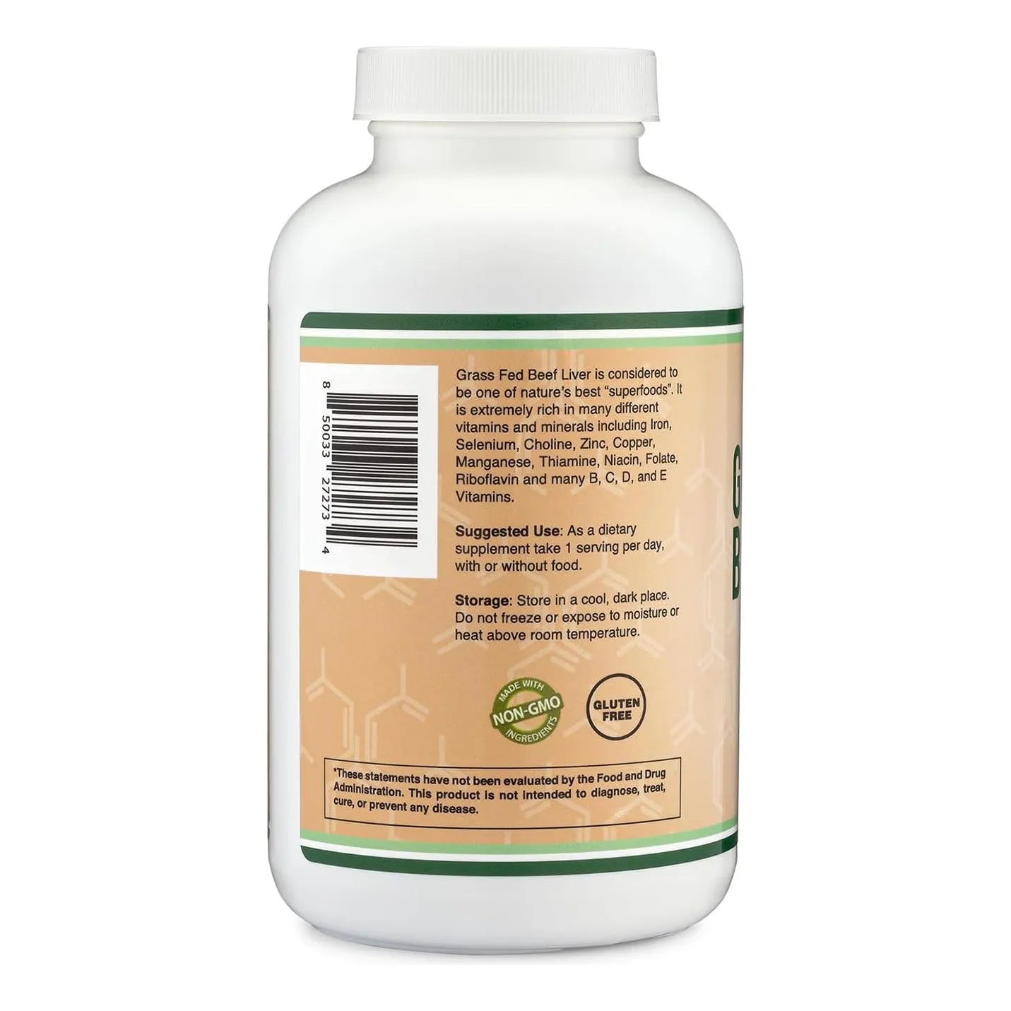 Capsulas De Higado De Res 1000 Mg Double Wood 180 Unidades Suplemento Natural
