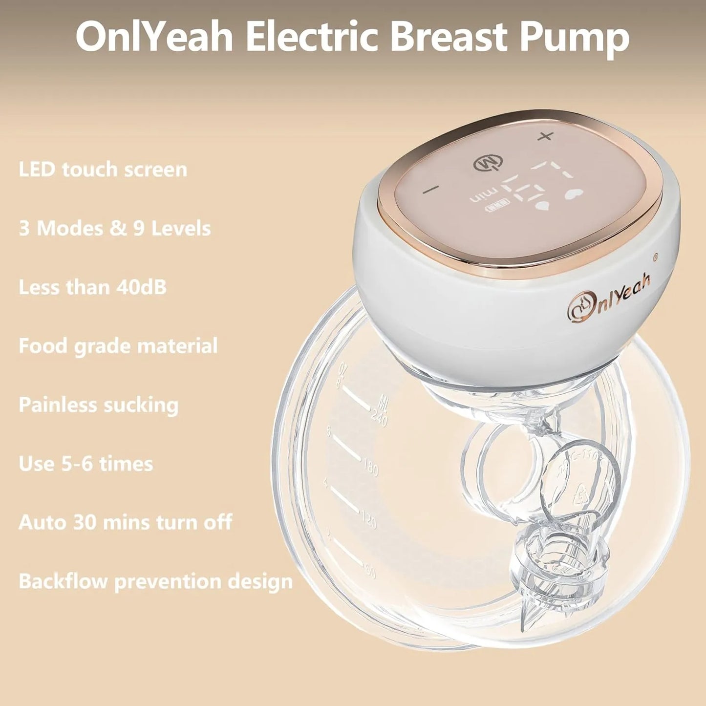 Extractor De Leche Eléctrico Portátil Manos Libres 3 Modos 9 Niveles Onlyeah