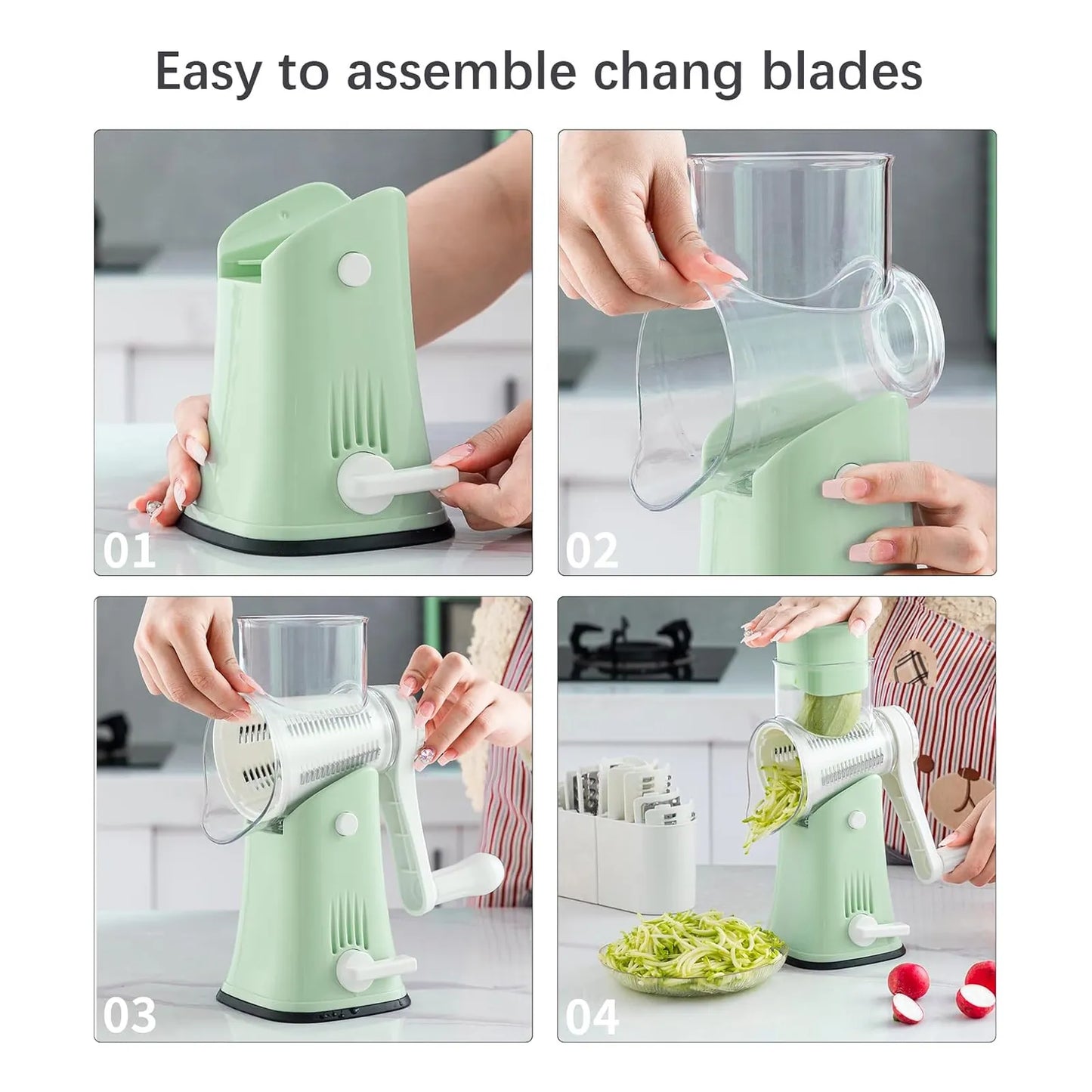 Rallador 5 En 1 Multifuncional Mandolina Verduras Queso Facil Limpieza