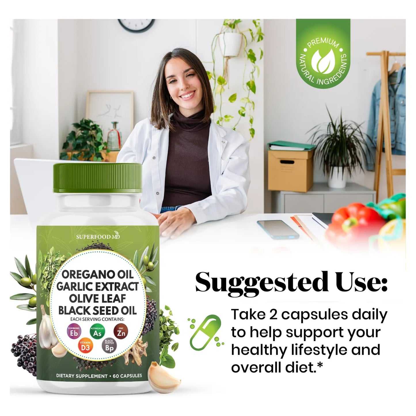 Aceite De Orégano 6000 Mg Con Ajo Y Hoja De Olivo Suplemento Inmunológico Y Digestivo