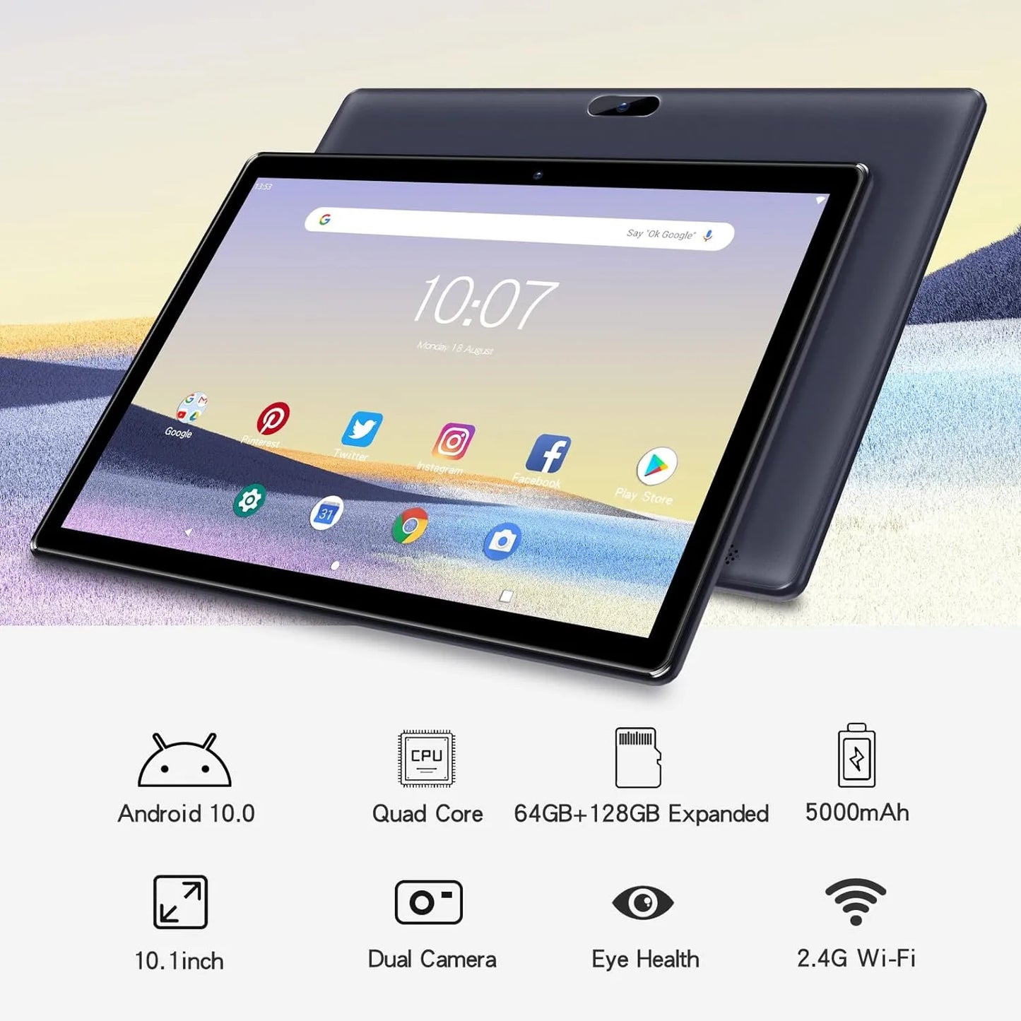 Tablet PRITOM M10 10 Pulgadas 2GB RAM 64GB Android 10 Pantalla IPS HD