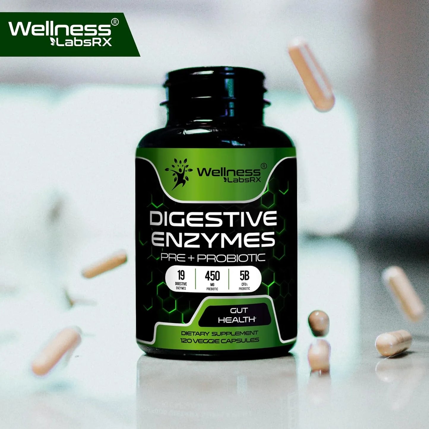 Enzimas Digestivas Con Probióticos Y Prebióticos 450 Mg 5 Mil Millones UFC Mejora Tu Digestión Y Salud Intestinal