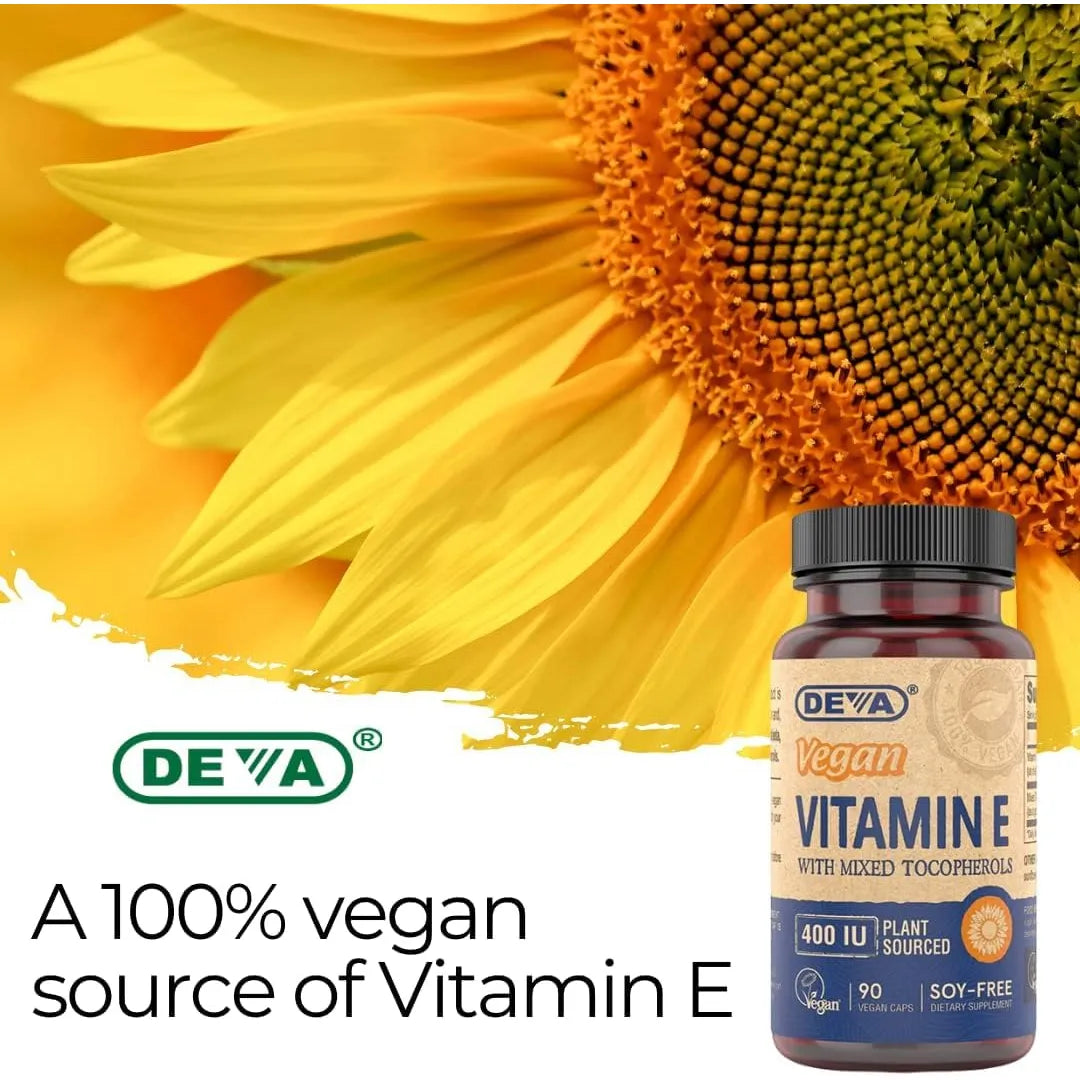 Vitamina E Natural 400 IU Tocoferoles Mixtos 90 Capsulas Veganas Antioxidante Poderoso