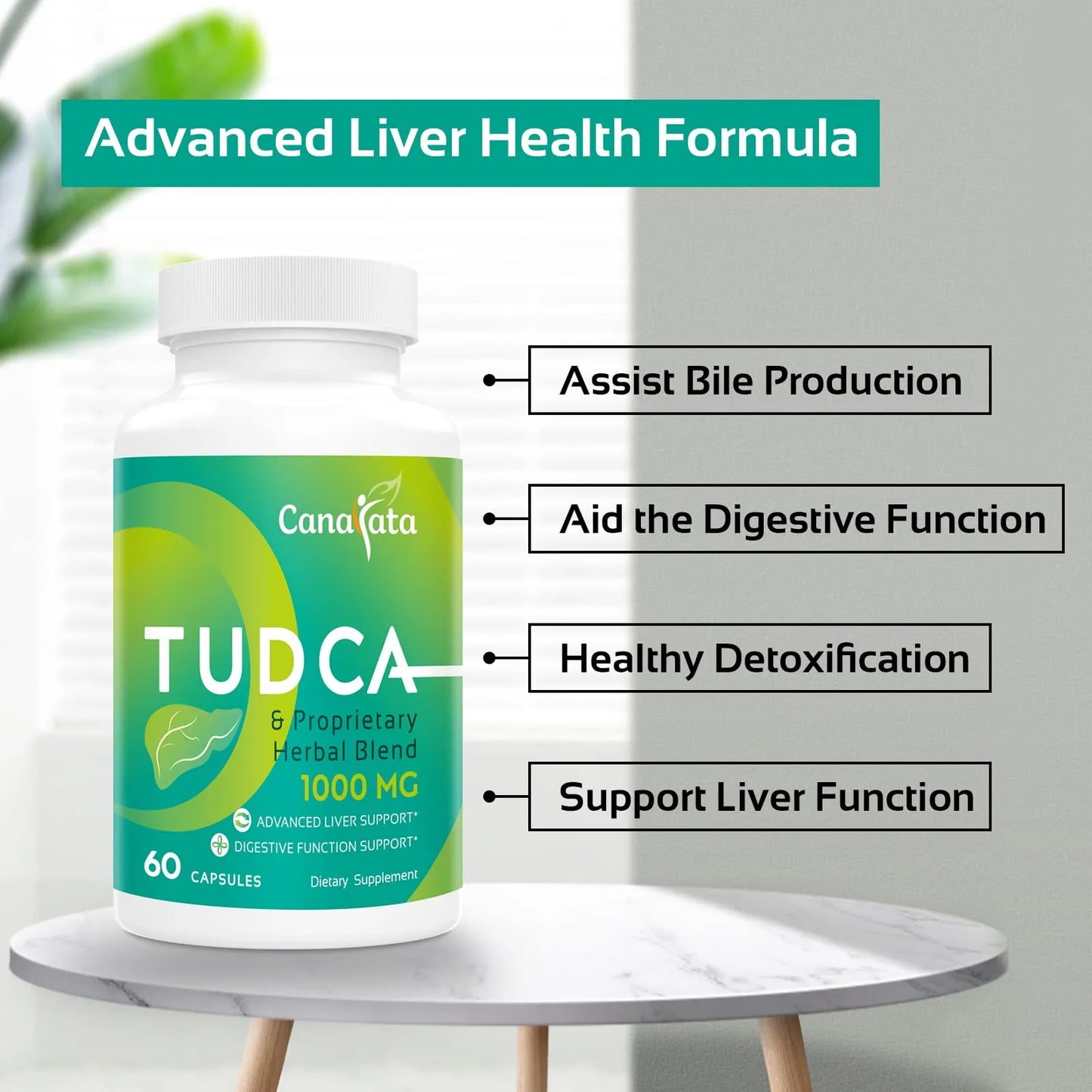 Suplemento TUDCA 1000 Mg Apoyo Hepático 60 Cápsulas Veganas Con Cardo Mariano Y Hierbas