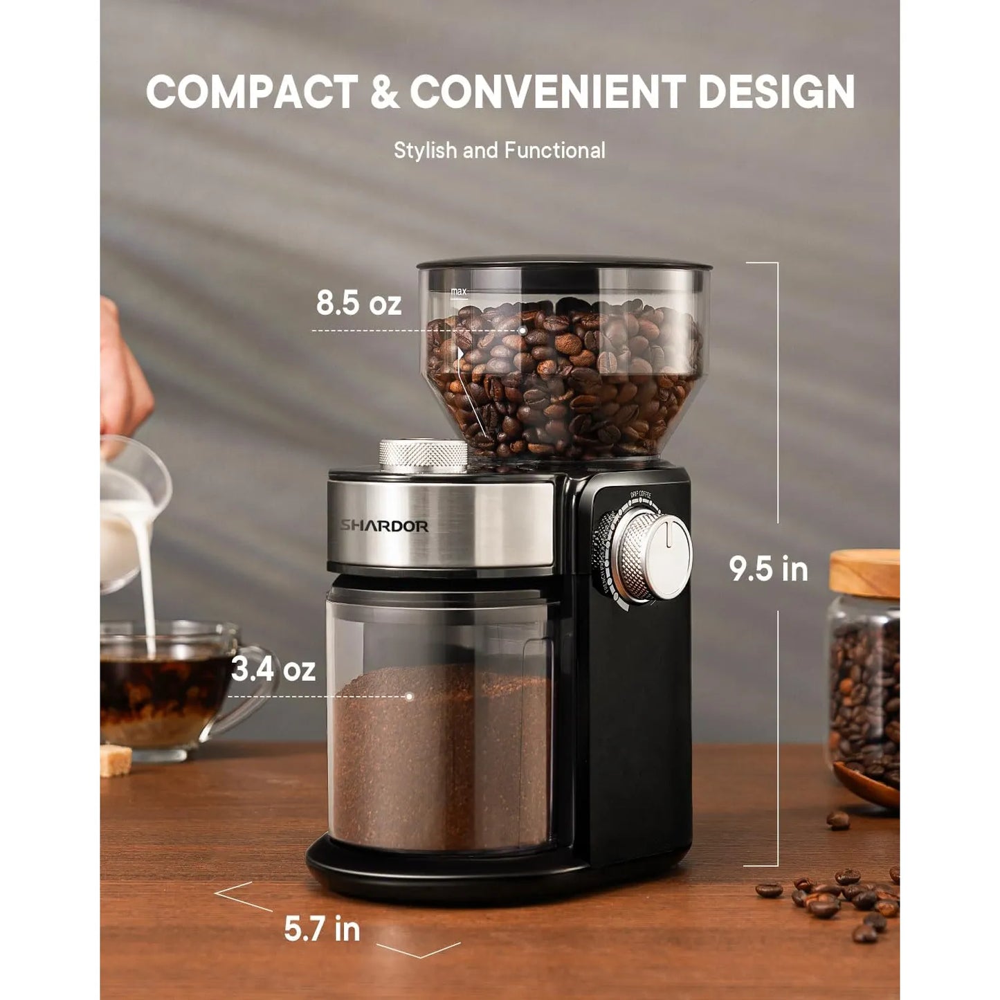 Molinillo De Café Eléctrico Shardor 2.0 16 Niveles Molienda Ajustable Envío Gratis
