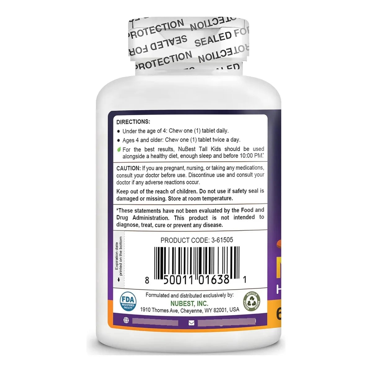Vitaminas NuBest Niños Apoyo Inmunidad Fuerza Ósea 60 Tabletas Masticables