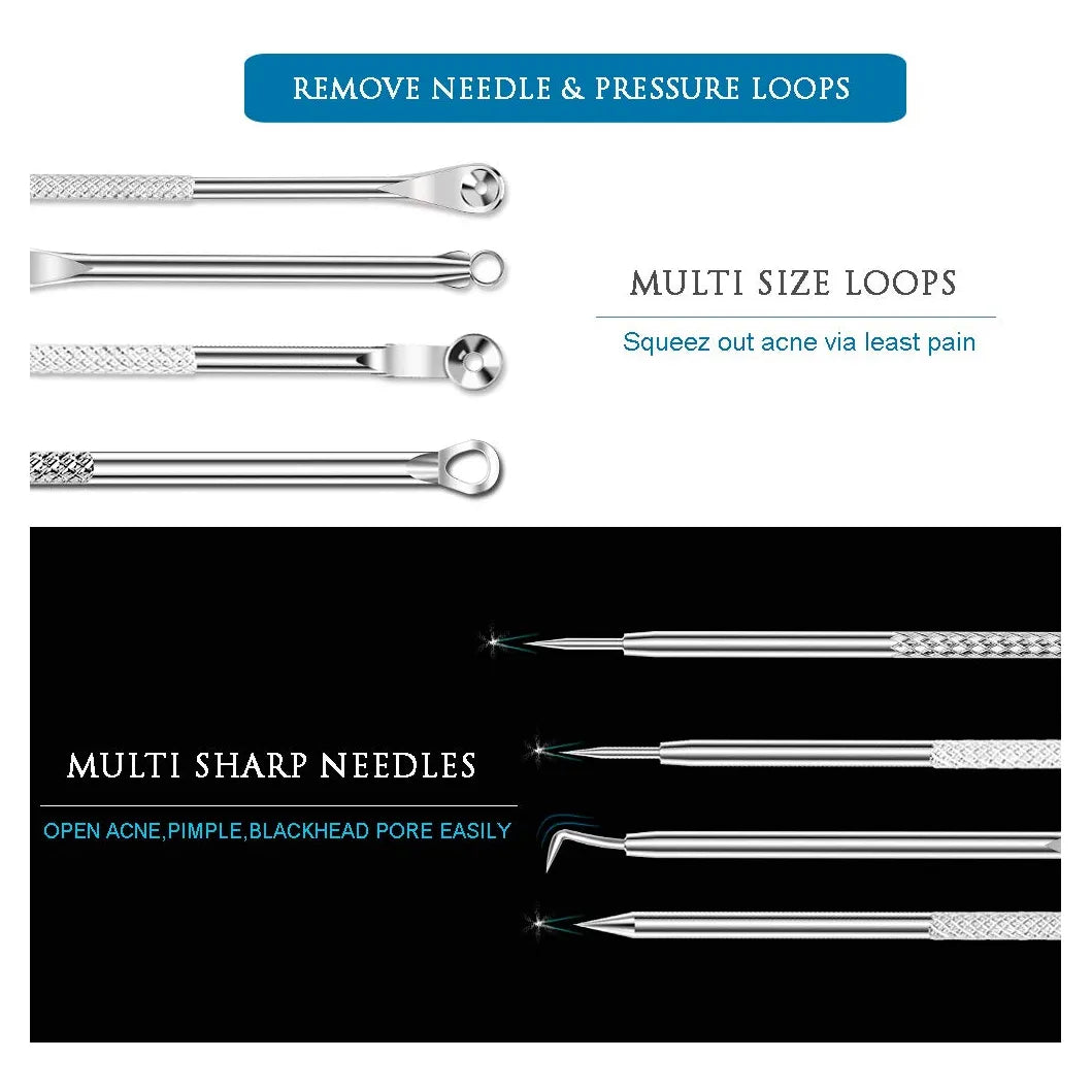 Kit Eliminacion Puntos Negros Doble Cabezal Extractor Comedones Acero Inoxidable