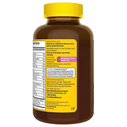 Multivitamínico Prenatal Nature Made con 200mg DHA y Ácido Fólico Apoyo al Desarrollo del Bebé 150 Cápsulas Blandas