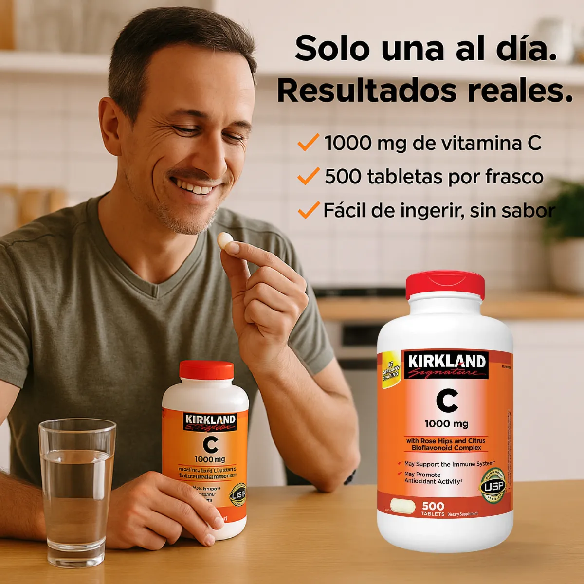 Vitamina C Kirkland Signature 1000 mg – Refuerzo Inmune y Antioxidante – 500 Tabletas