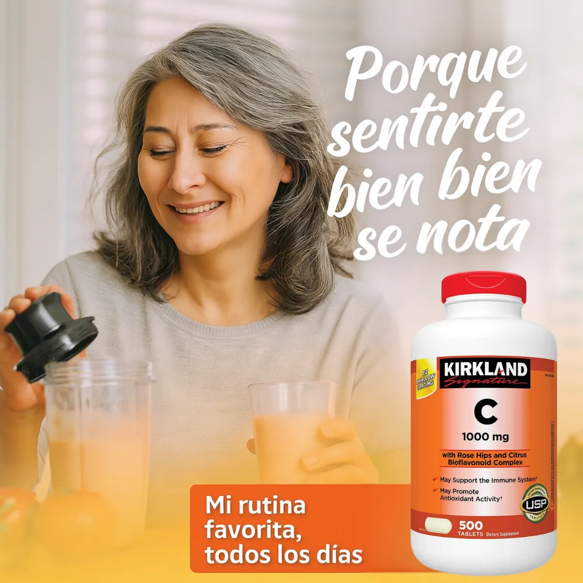 Vitamina C Kirkland Signature 1000 mg – Refuerzo Inmune y Antioxidante – 500 Tabletas