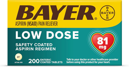 Aspirina 81 Mg Bayer Tabletas Recubiertas 200 Unidades