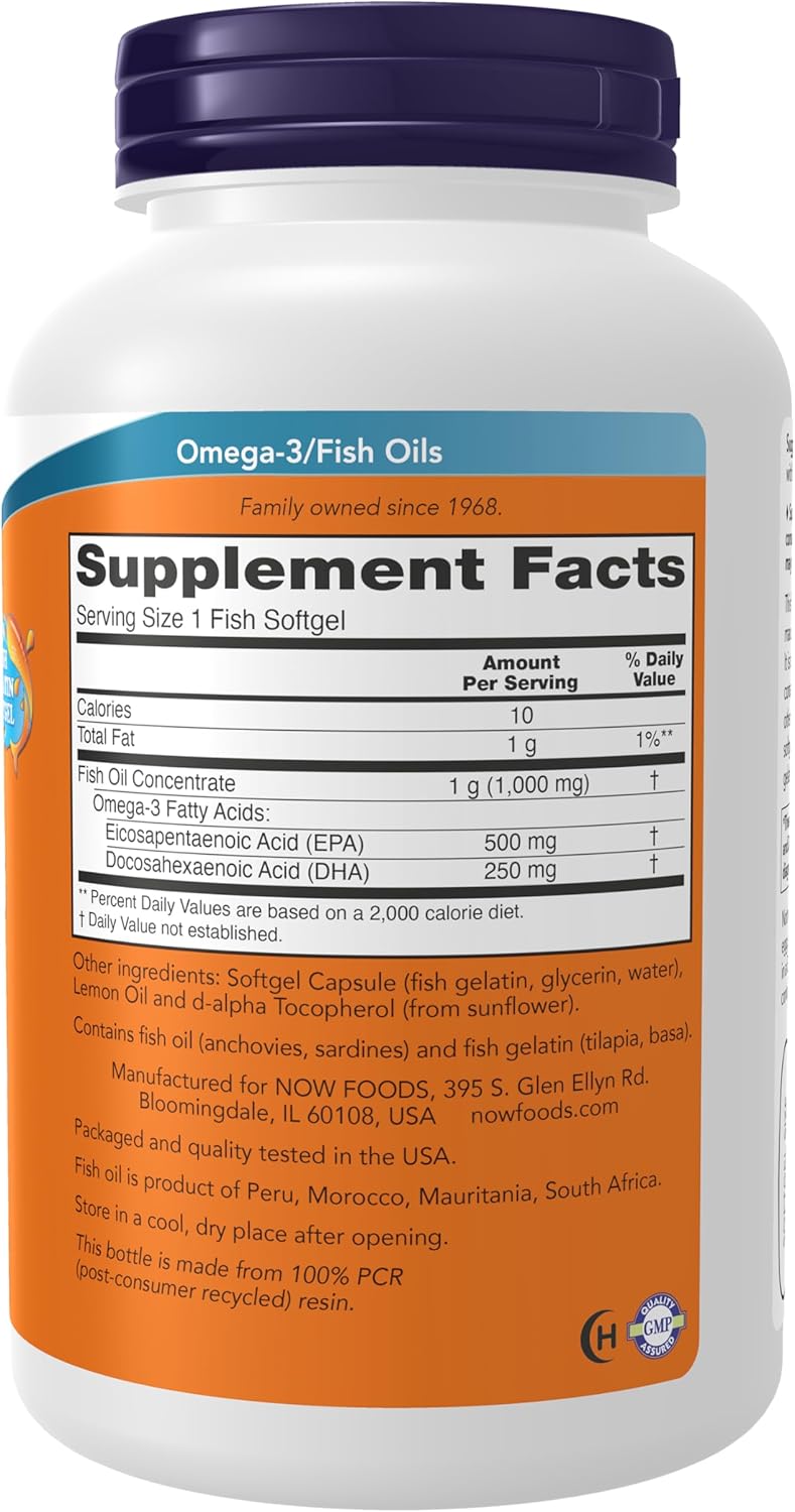 Ultra Omega 3 NOW Foods 1665 Capsulas Blandas 500 EPA 250 DHA 180 Unidades