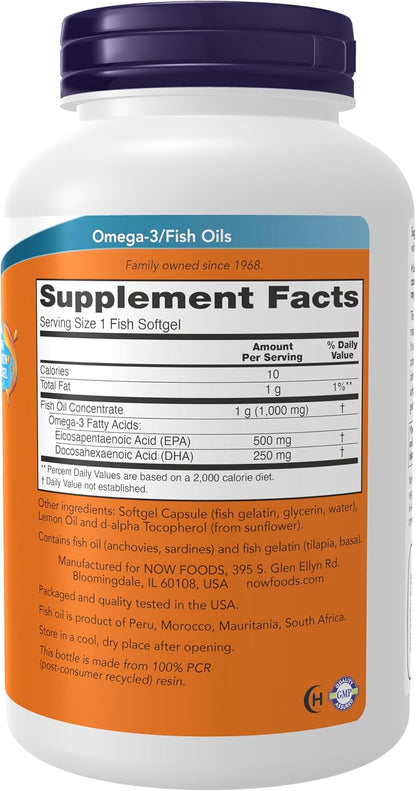 Ultra Omega 3 NOW Foods 1665 Capsulas Blandas 500 EPA 250 DHA 180 Unidades