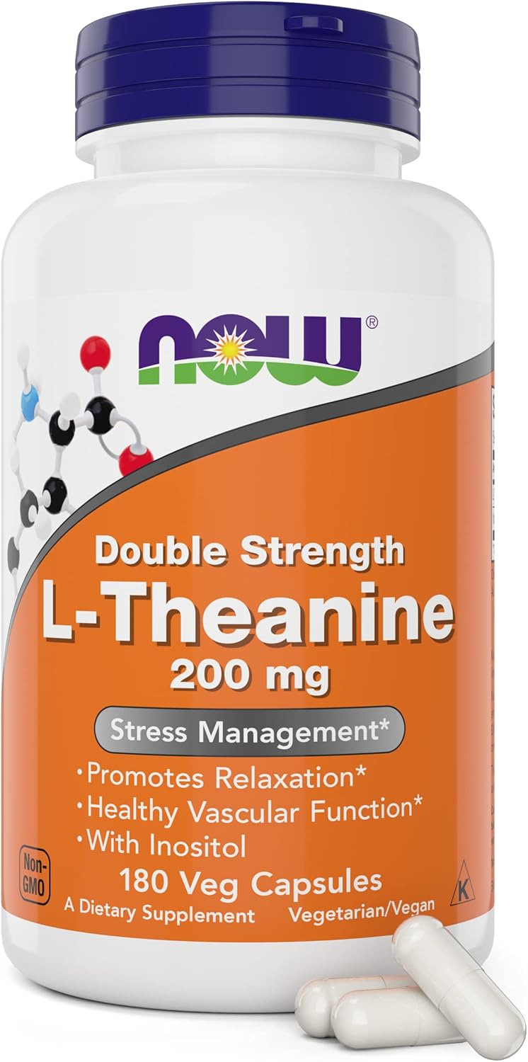 L Teanina NOW Foods Doble Fuerza 200 Mg 180 Cápsulas Veganas Con Inositol