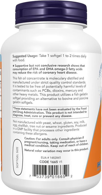 Ultra Omega 3 NOW Foods 1665 Capsulas Blandas 500 EPA 250 DHA 180 Unidades