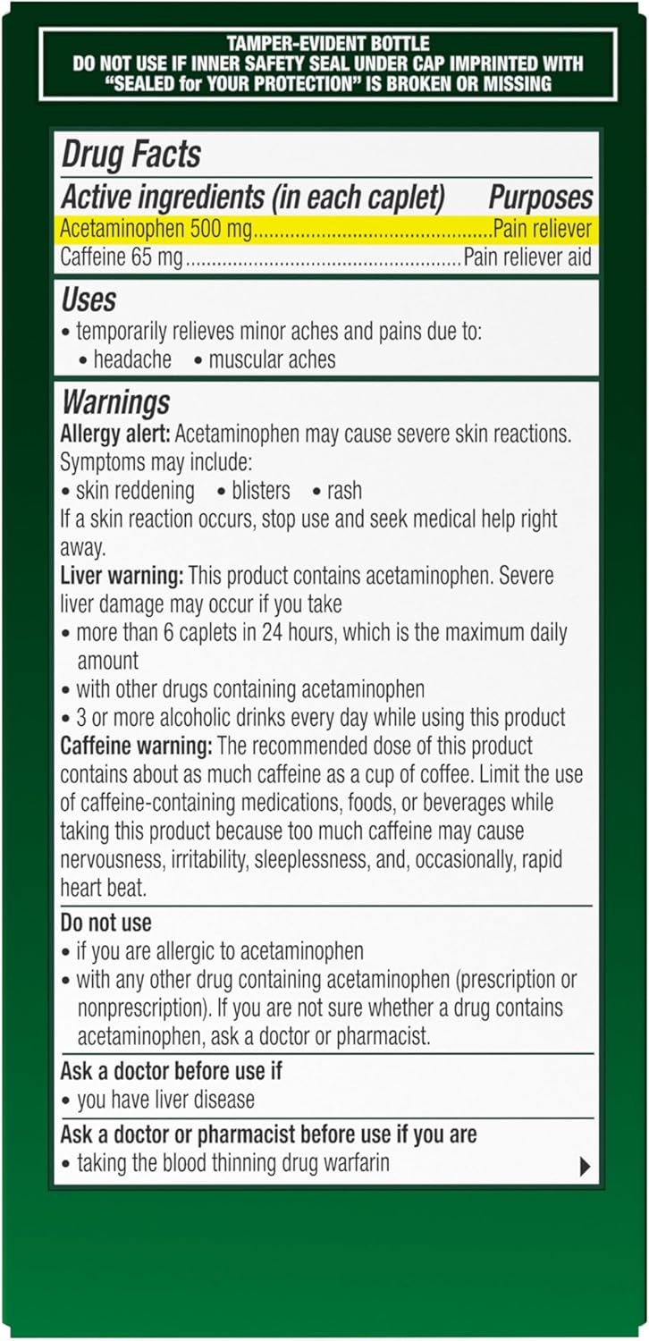 Excedrin Tension Headache Alivio Diario 100 Tabletas