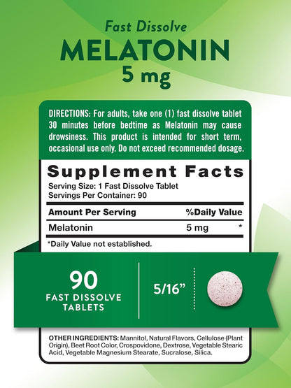 Melatonina 5 Mg Tabletas NatureS Truth Disolución Rápida