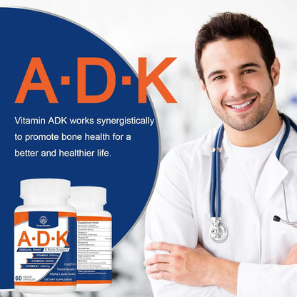 Vitamina ADK 20000 Ui 120 Cápsulas Alto Rendimiento Salud Corazón Huesos