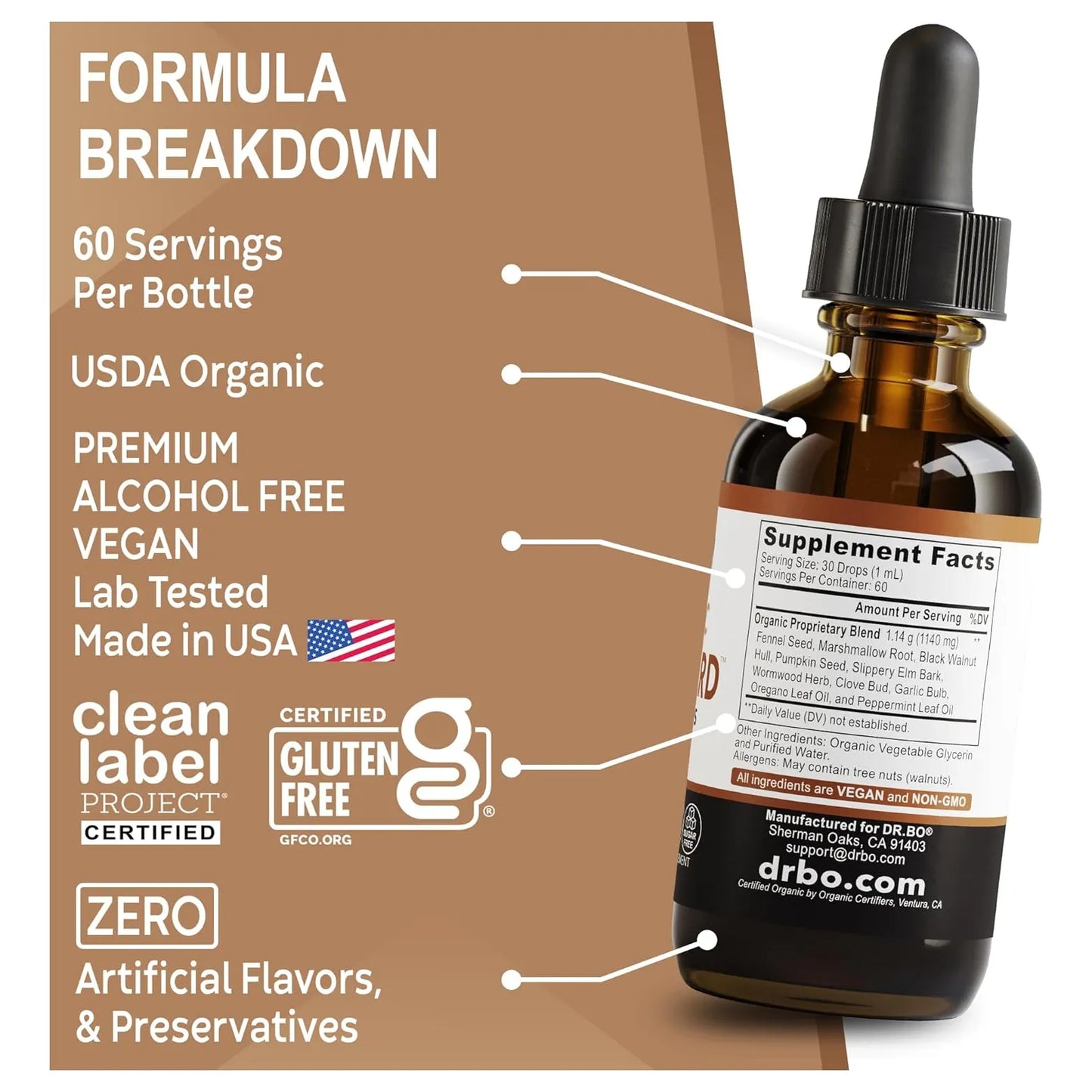 Liquido Organico Detox Intestinal Con Nuez Negra Y Ajenjo Limpiador Natural Para Digestión Y Flora Balance