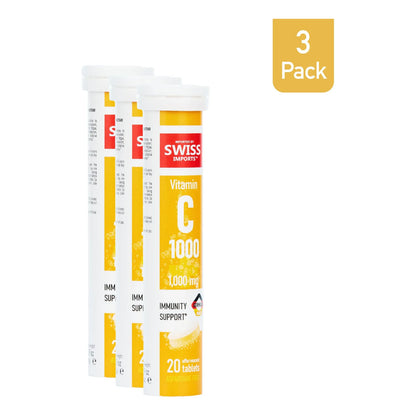 Vitamina C Efervescente 1000 Mg Paquete De 3 Con 60 Tabletas Sabor Naranja