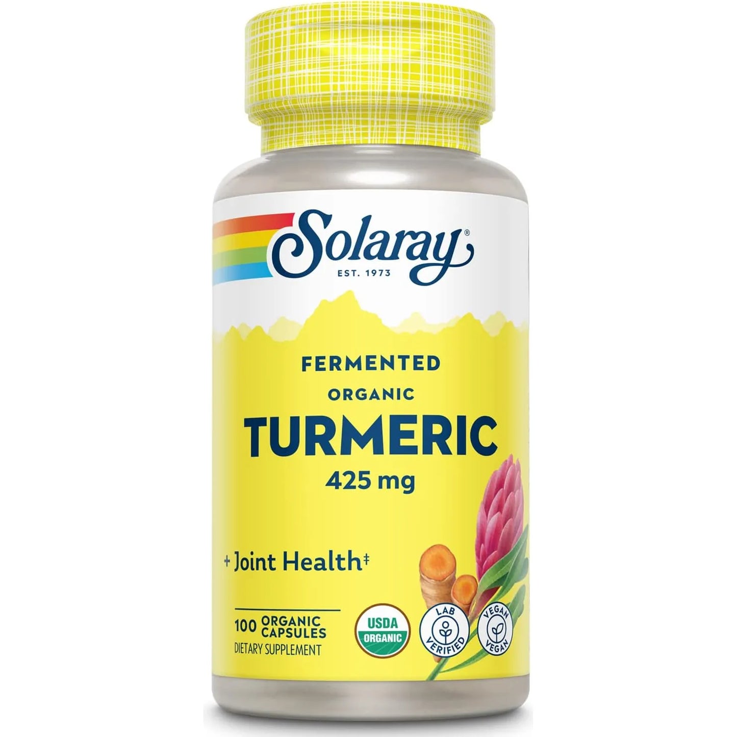 Raíz De Cúrcuma Fermentada 500mg 100 Cápsulas Vegetales Solaray