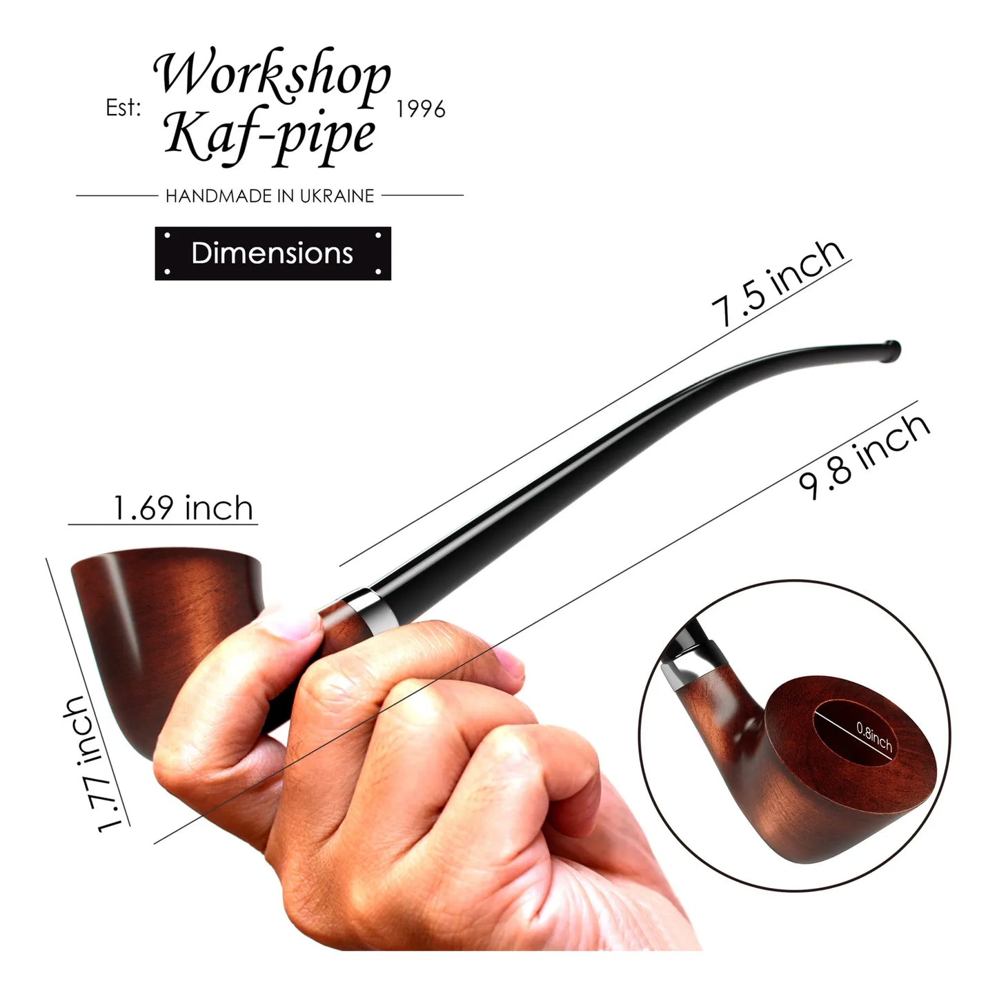 Pipa De Tabaco Churchwarden KAF218 Madera De Pera Hecha A Mano Con Caja De Regalo