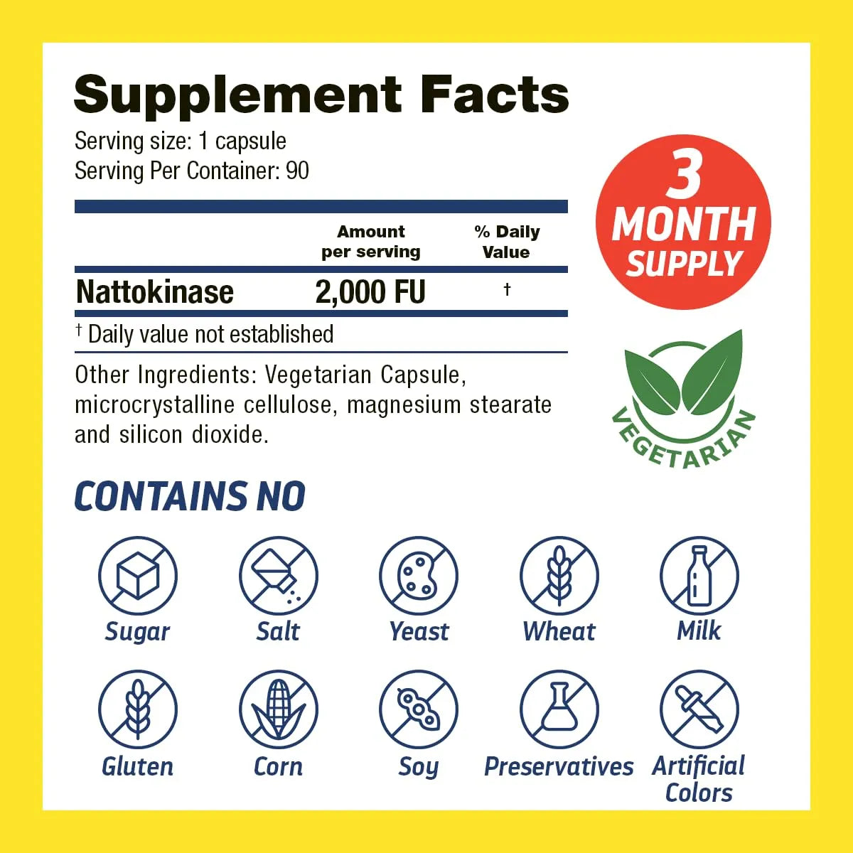 Nattokinase 2000 FU Suplemento Cardiovascular 90 Cápsulas Sin Gluten