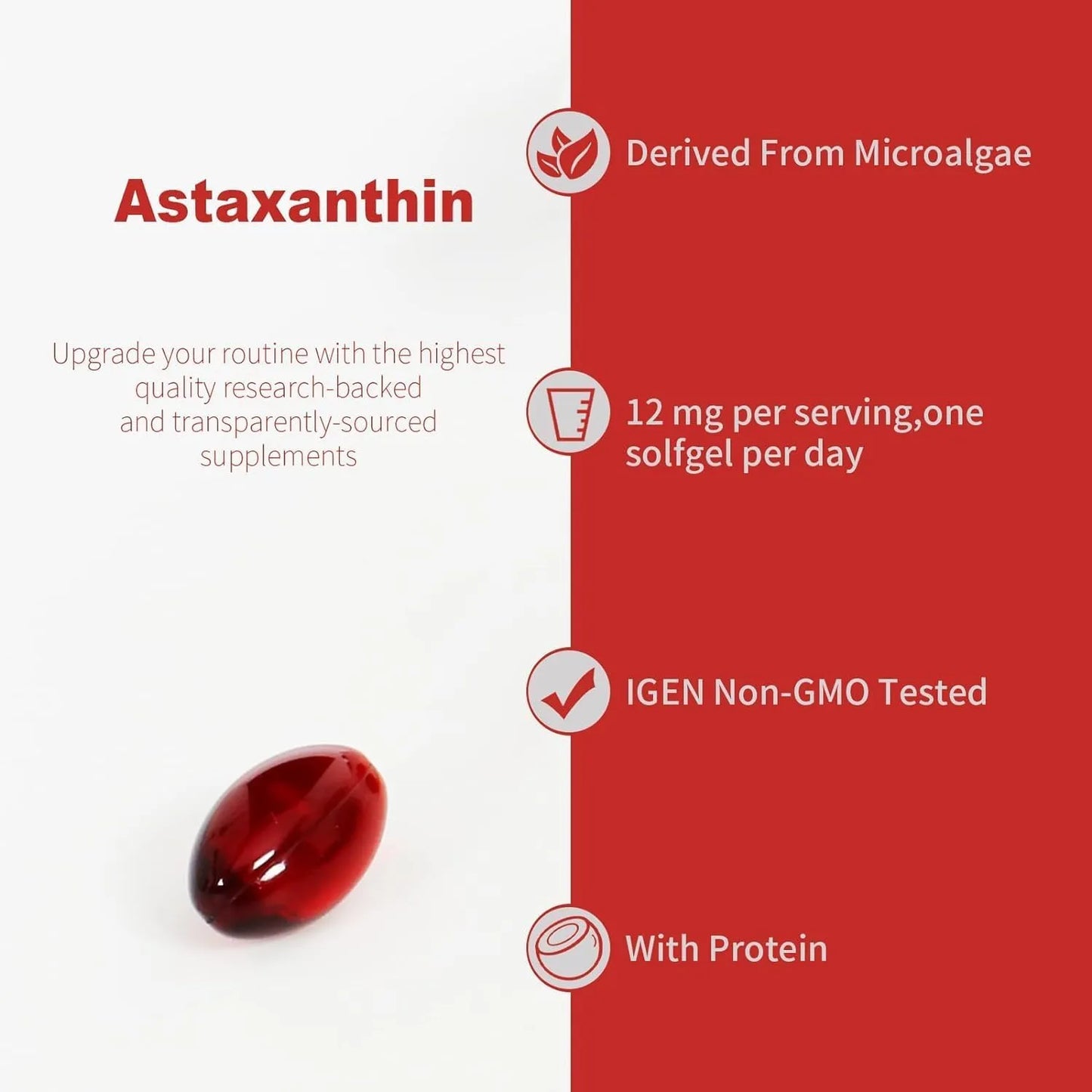 Cápsulas Blandas De Astaxantina Premium 12 Mg 120 Porciones Antioxidante Puro