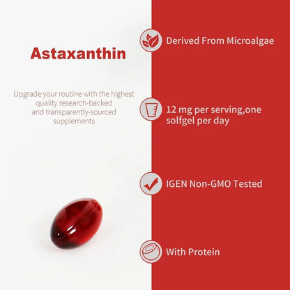 Cápsulas Blandas De Astaxantina Premium 12 Mg 120 Porciones Antioxidante Puro