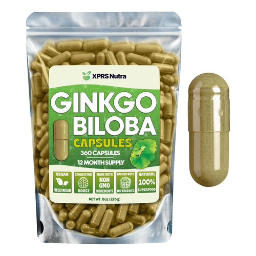 Cápsulas De Ginkgo Biloba 360 Unidades Mejora Cognición Y Enfoque Vegano