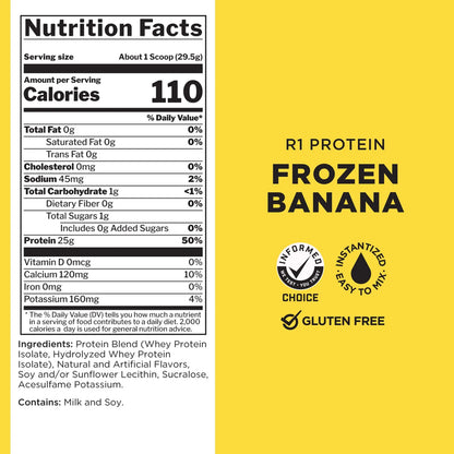Proteína R1 Rule One 100 Aislada Hidrolizada Sabor Plátano 5 Lb