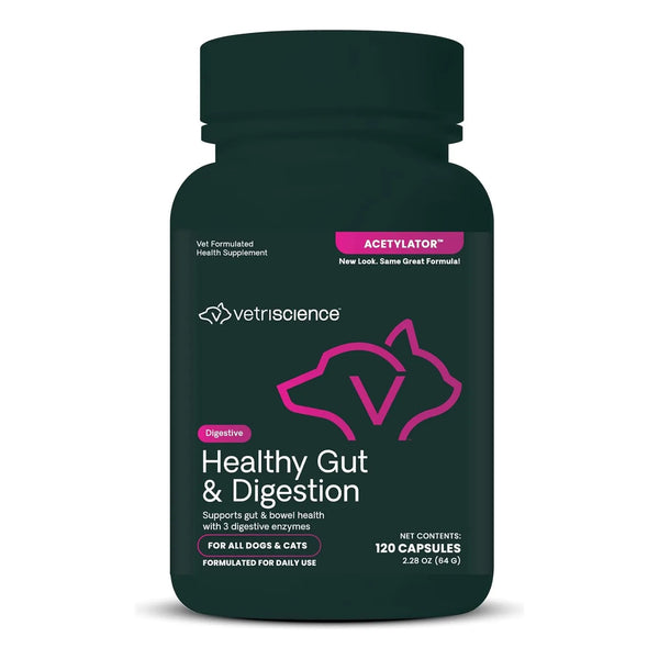 Capsulas De Salud Intestinal Para Perros Y Gatos Vetriscience 120 Unidades Apoya Digestión Y Bienestar