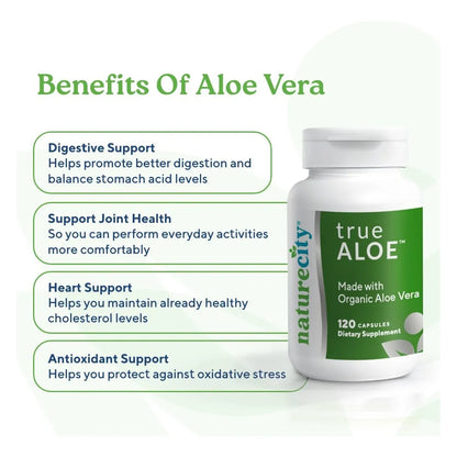 Cápsulas De Aloe Vera Orgánico True Aloe 80000 Mg 360 Unidades Soporte Digestivo Piel Y Articulaciones