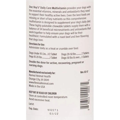 Multivitamínico Diario Para Perros Con Minerales 365 Tabletas Salud Y Energía