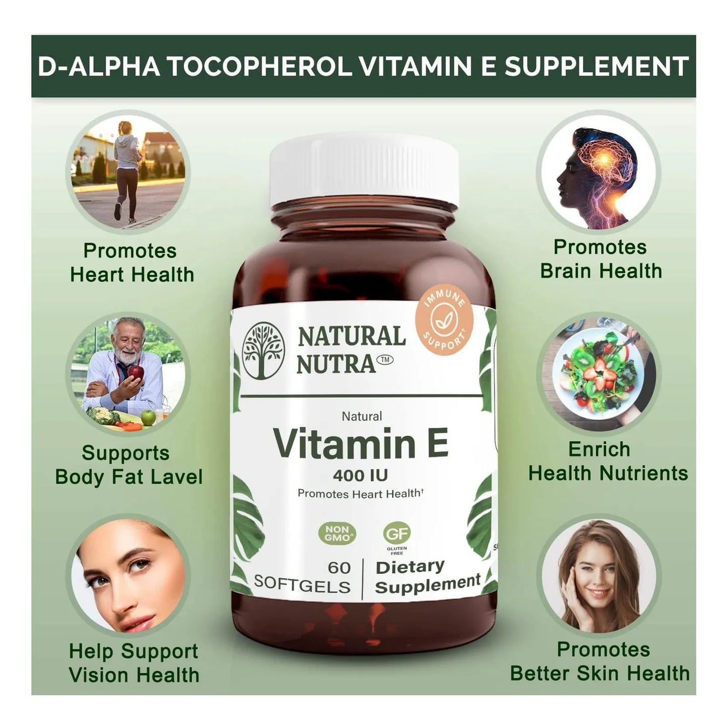 Vitamina E 400 UI Suplemento Natural Para Piel Cabello Y Uñas