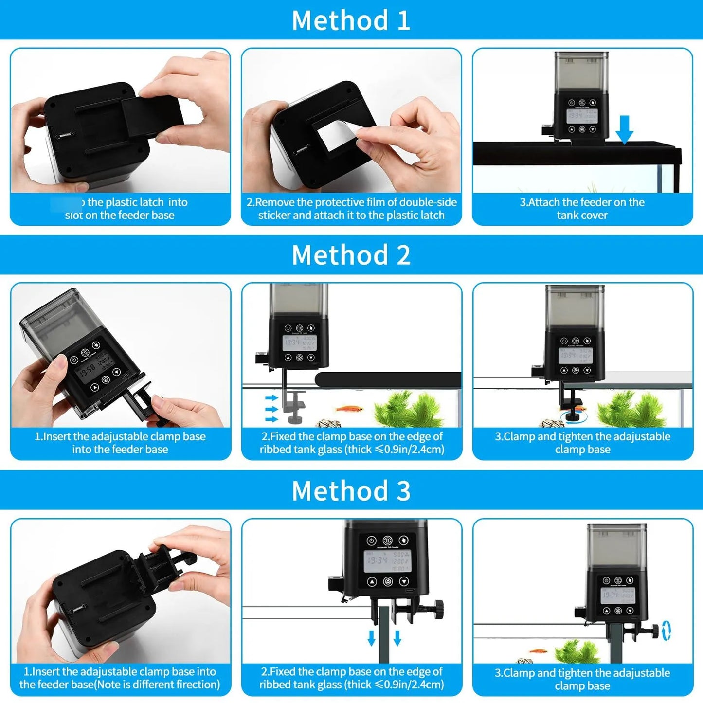 Alimentador Automático Para Acuario Con Temporizador Pantalla LCD Dispensador Ajustable