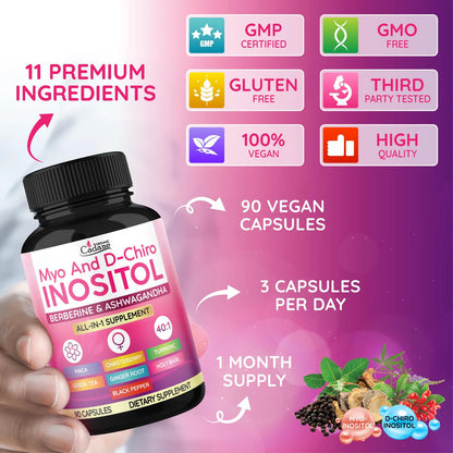 Capsulas De Inositol Organico Con Berberina Ashwagandha Maca 90 Unidades