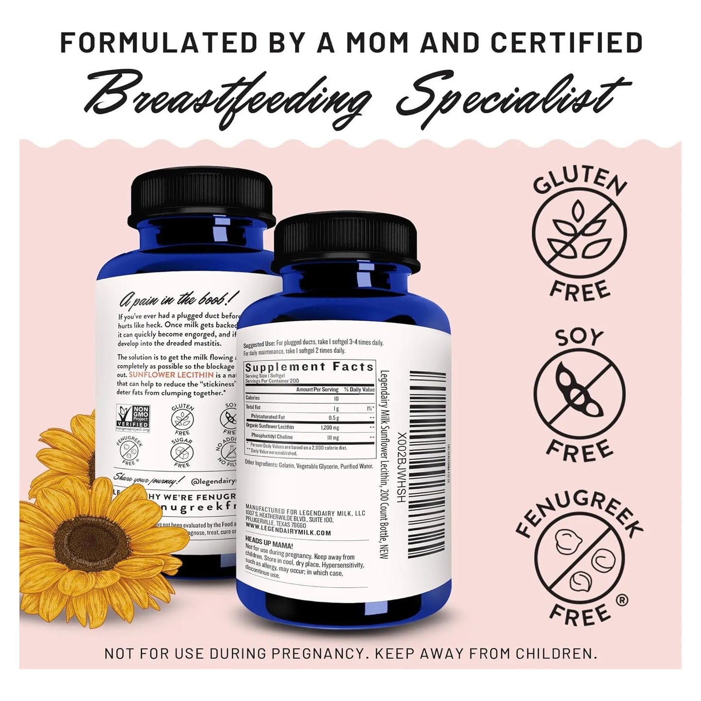 Lecitina De Girasol 1200 Mg Lactancia Cápsulas Blandas Legendairy Milk