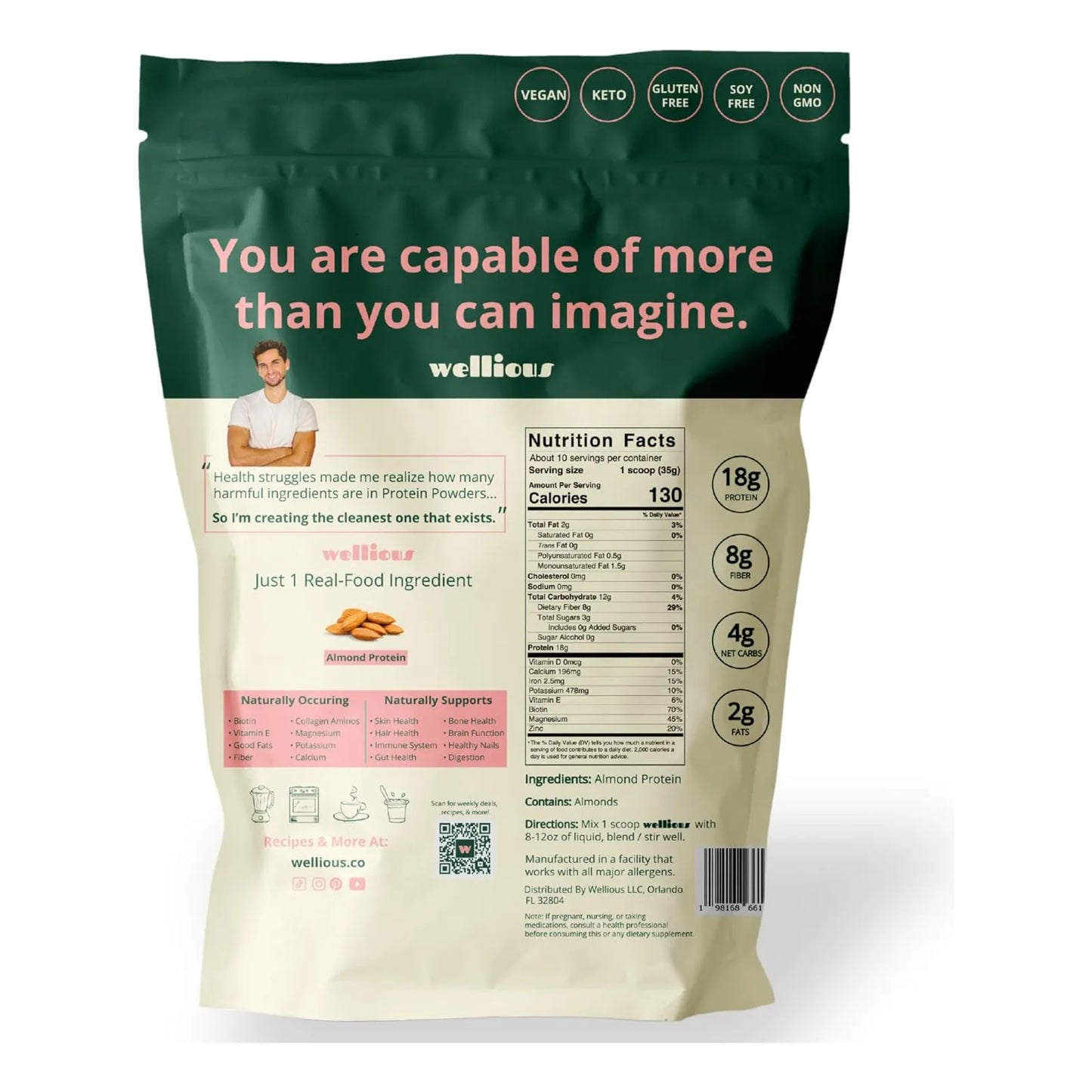 Proteína En Polvo Vegana Sin Sabor A Base De Almendras Para Digestión Fácil Y Nutrición Completa
